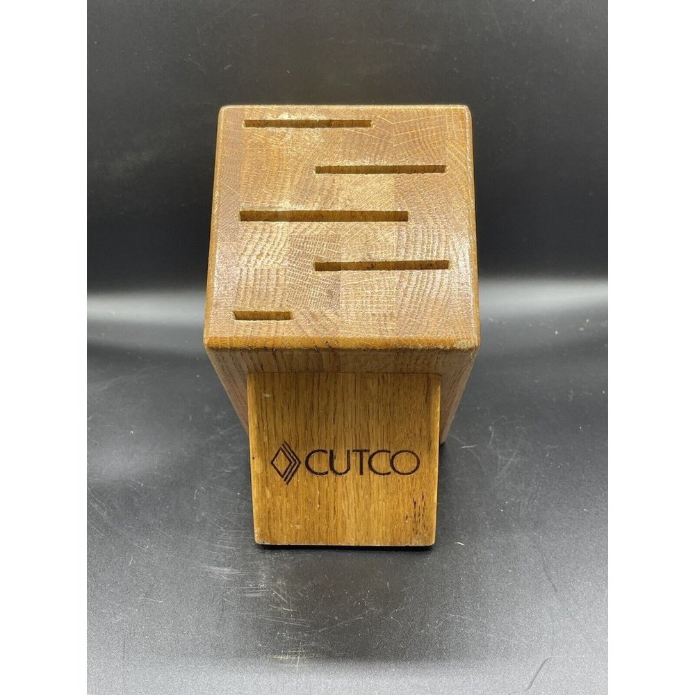 Cutco Gourmet Solid Wood Honey Oak 5 Slot Knife Block 1749 Storage Holder Only